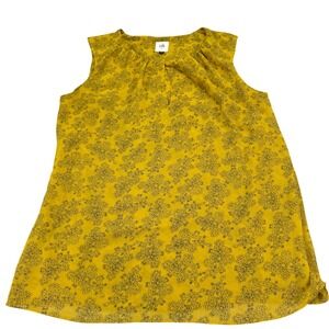 Cabi Mustard Yellow Paisley Print Sleeveless Blouse Top Womens S